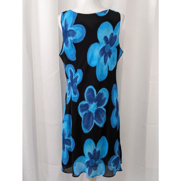JESSICA HOWARD! SILK LOOK, DREAMY, DELICIOUSLY BLACK & BLUES SLIP DRESS! SZ 8 - Picture 5 of 5